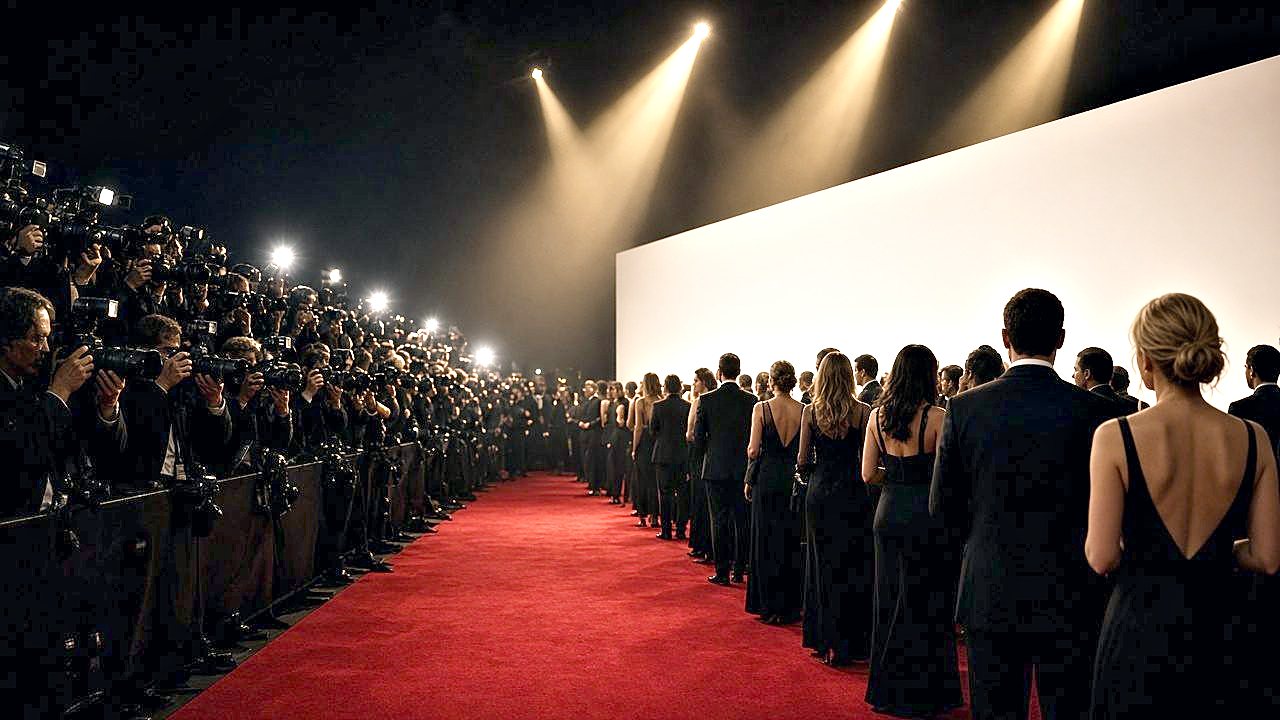 Film premiere red carpet with photographers